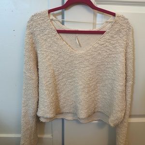Free people cream crop sweater